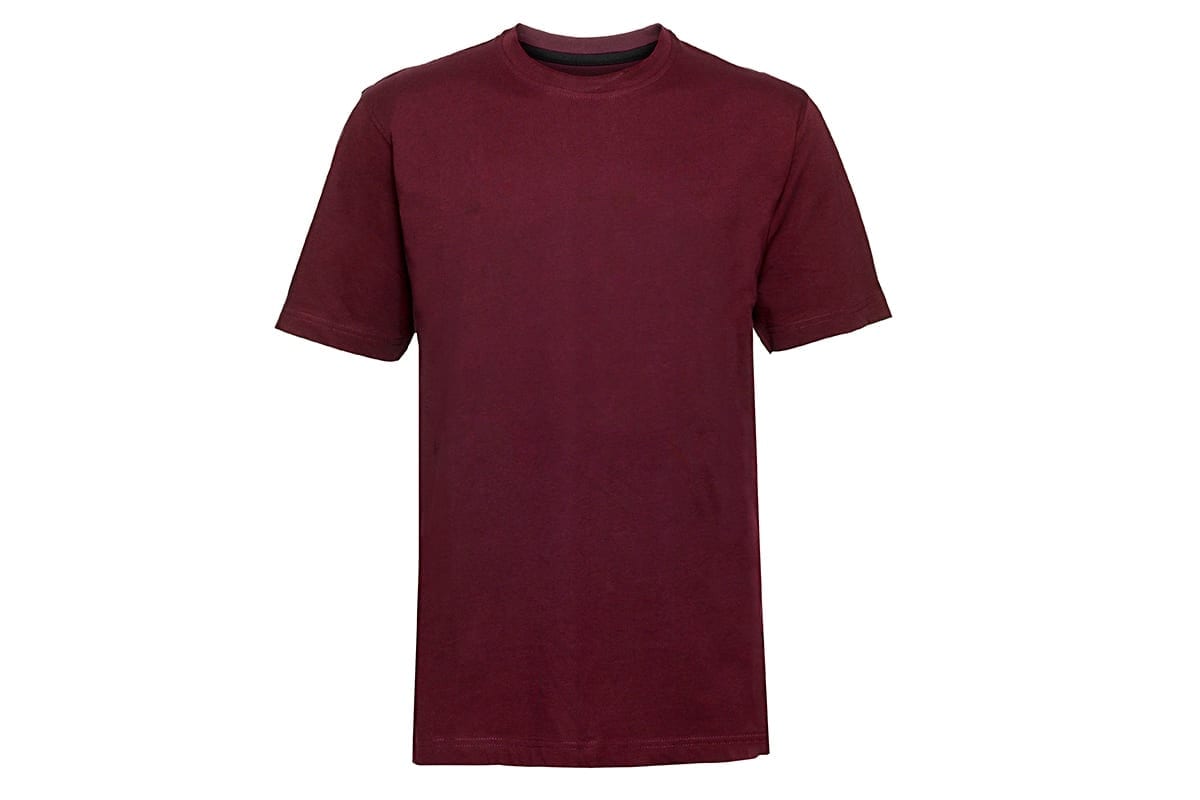 maroon shirt on white background before color correction